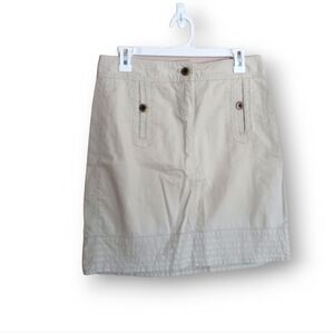Ann Taylor Loft Sz 0 Beige Lightweight Mini Skirt Womens 100% Cotton